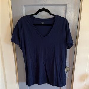 a.n.a Deep Blue V-Neck Short Sleeve Tee